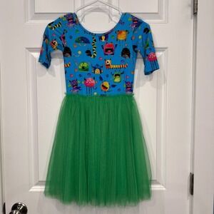 Muse Threads Kids Girls Size 8/9 Monster Print Tulle Tutu Dress Bamboo
